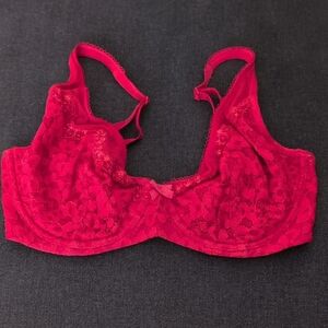 Victoria's Secret Body By Victoria Unlined Demi Vibrant Red Lace Bra 32DDD NWOT